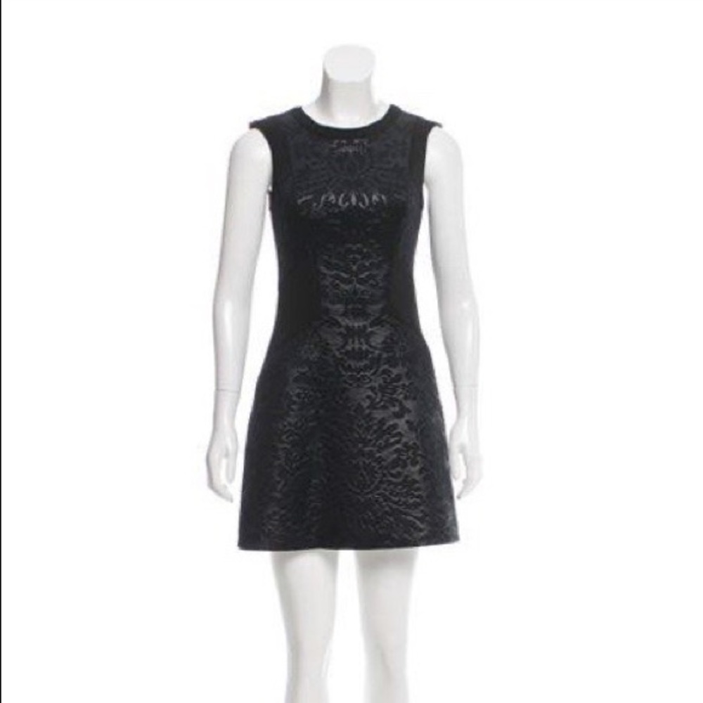 Sandro Black Flora Neoprene Dress